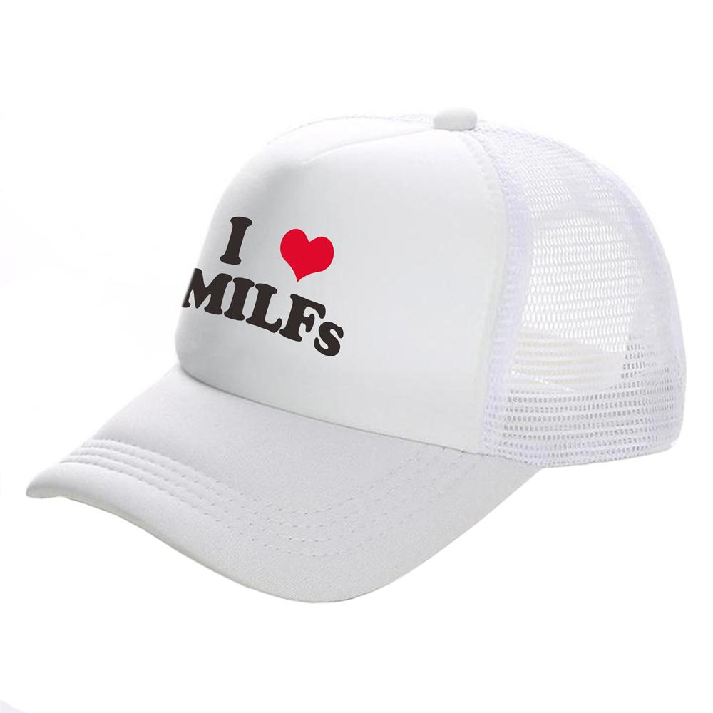 I Love MILFS Trucker Caps Unisex Funny Humor Hat Baseball Cap Cool Summer Unisex Mesh Net Caps MZ