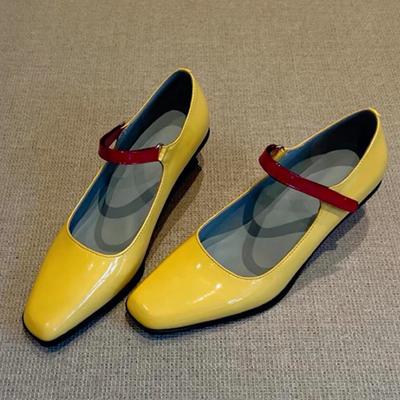 Туфли Мэри Джейн на толстой платформе, дизайн в смешанных цветах, брендовые, женские элегантные туфли без задника, удобные туфли-лодочки с квадратным носком и пряжкой для офиса