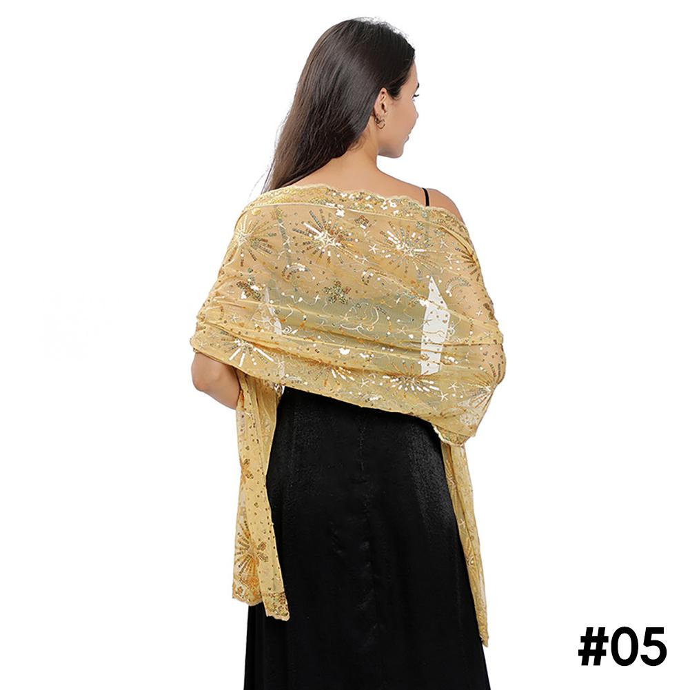 Луна, звезда, блестки, шаль, накидка для вечерних платьев, свадебный декор, шарф, элегантный хиджаб, покрывало для праздников Рамадана, женская скромная модная шаль