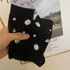 Womens Ribbed Crew Socks, Thin Comfort Breathable Rhinestone Socks, Above Ankle Crew Socks for Womens Schoold Girl