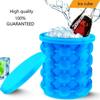Portable 2 In 1 Large Silicone Ice Bucket Mold with Lid Space Saving Cube Maker Tools for Kitchen Party Barware