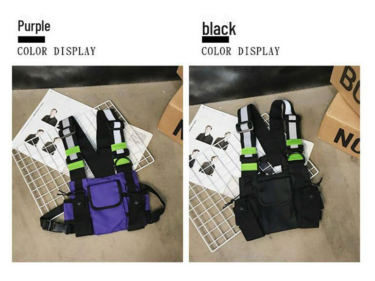 Унисекс хип-хоп уличный стиль многокарманный светоотражающий тактический жилет и поясная сумка на груди