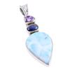 Natural Republic Ларимар, Кианит Драгоценный камень 925 Проба Серебро Подвеска 1.75'' C3S06