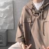 Мужская кофейно-коричневая футболка-поло с капюшоном, рукав три четверти, стиль американского кампуса, летний трендовый брендовый дизайн