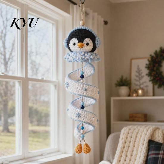 Handmade Ghost Pendant Supplies DIY Crochet Kit, Ghost/Penguin/Deer/Gingerbread Man/Pumpkin Shape, Spiral Pattern Crafting Ornament for Halloween Home