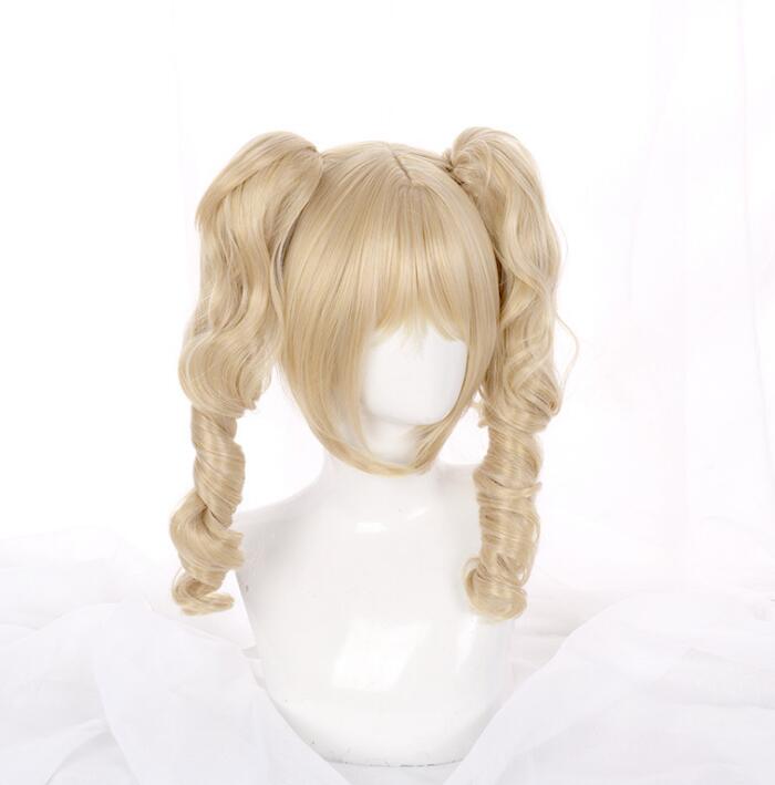 75CM Game Genshin Impact Barbara Cosplay Wig Curly Yellow Ponytail Role Play Heat Resistant Synthetic Hair Halloween Carnival