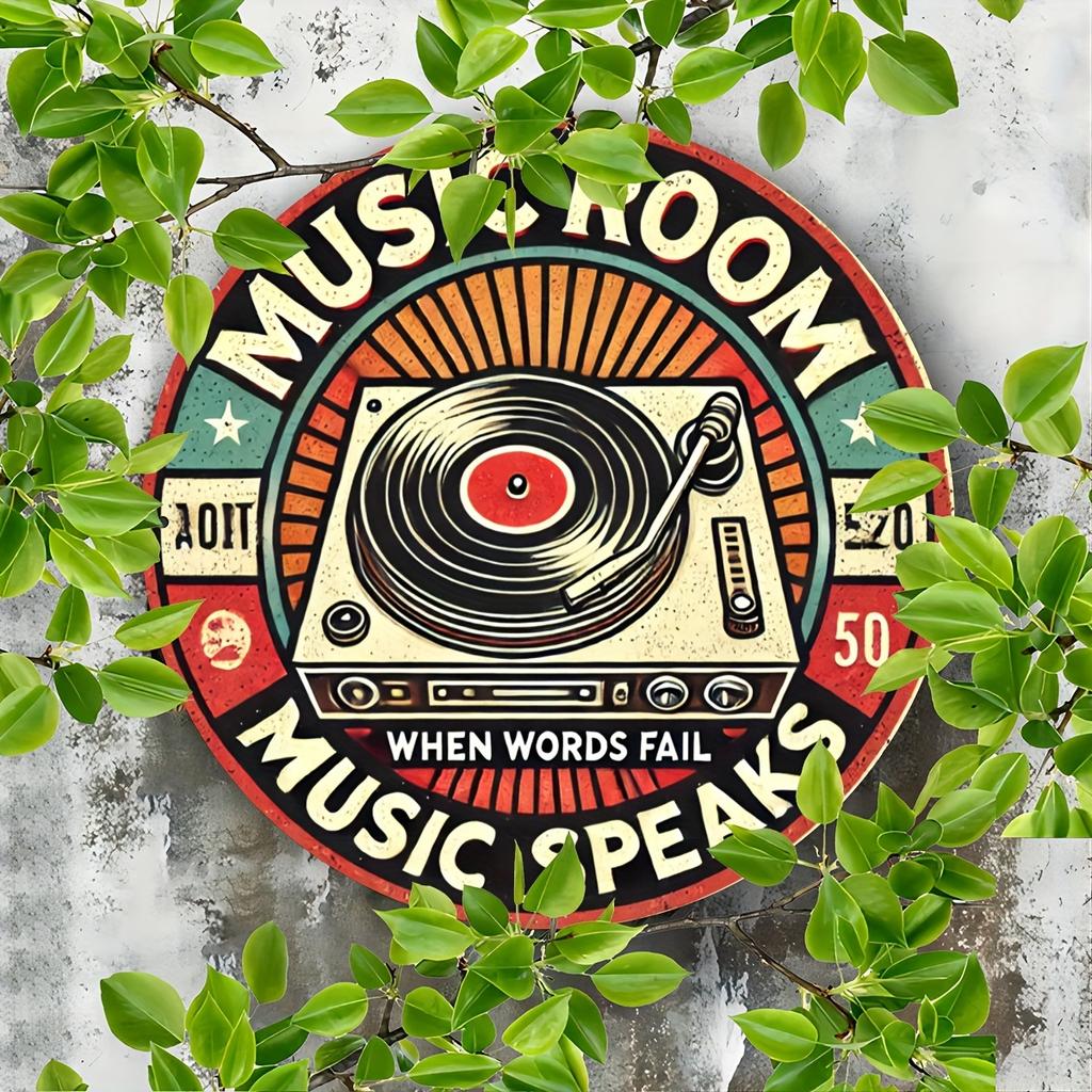 Винтажная деревянная табличка с пластинкой 7,8x7,8 дюймов — идеальный вариант для любителей музыки, идеально подходит для спальни, кафе, домашнего бара и клуба, отличный рождественский подарок