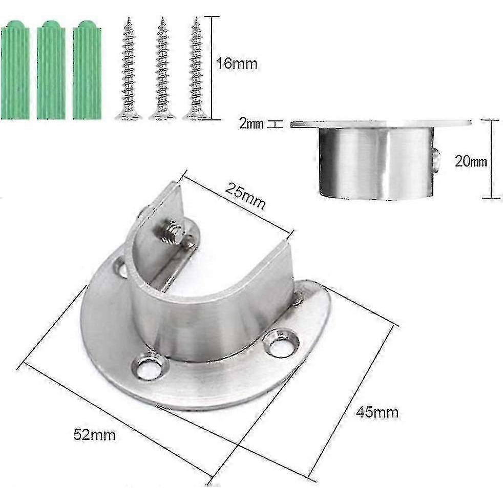 Stainless curtain-rod bracket single set, screws included