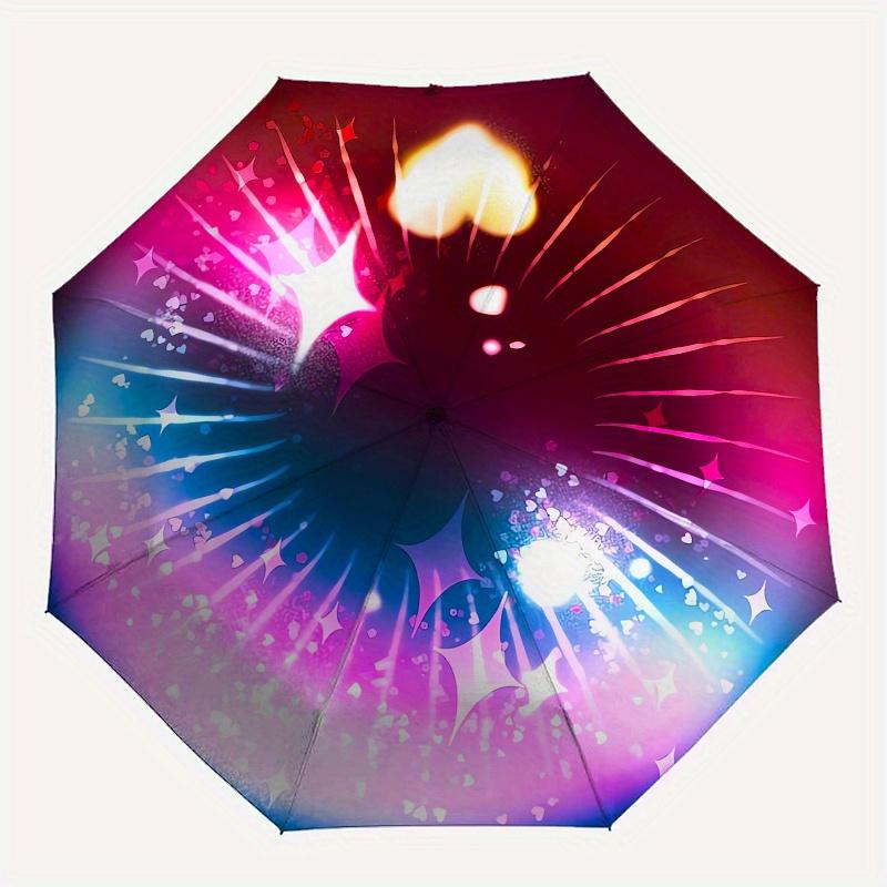 Eyes Automatic Folding Umbrella 8 Ribs, Durable Iron Frame, Bright Color Pattern Compact Travel Umbrella, Suitable for Outdoor, Beach and D