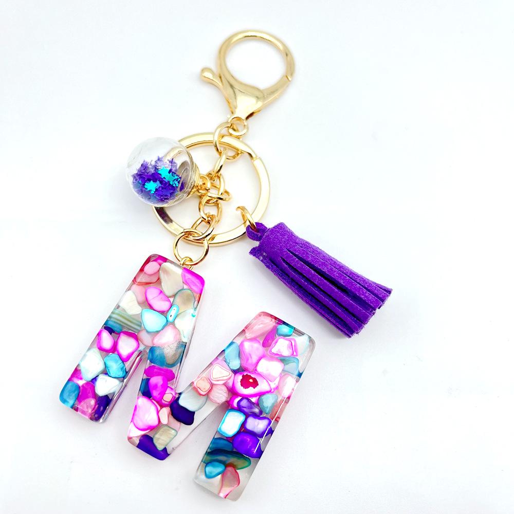 Европейский и американский хит продаж брелок с английскими инициалами и фиолетовой кисточкой