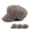 Beret Female Plaid Painter Hat Tide Korean Cap Art Fan Versatile Japanese Plaid Octagonal Hat