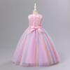 Girls Luxury Rainbow Tulle Lace Flower Bridesmaid Wedding Party Dresses Children Colorful Graduation Ceremony Costume