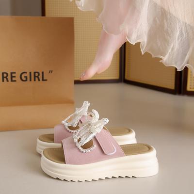 Ретро нишевые крутые шлепанцы на толстой подошве женские летние приморские босоножки с бантом модная женская обувь