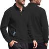Men's Waffle Polo Shirt Long Sleeve Stand Collar 3D Pocket Outdoor Casual Sweatshirt