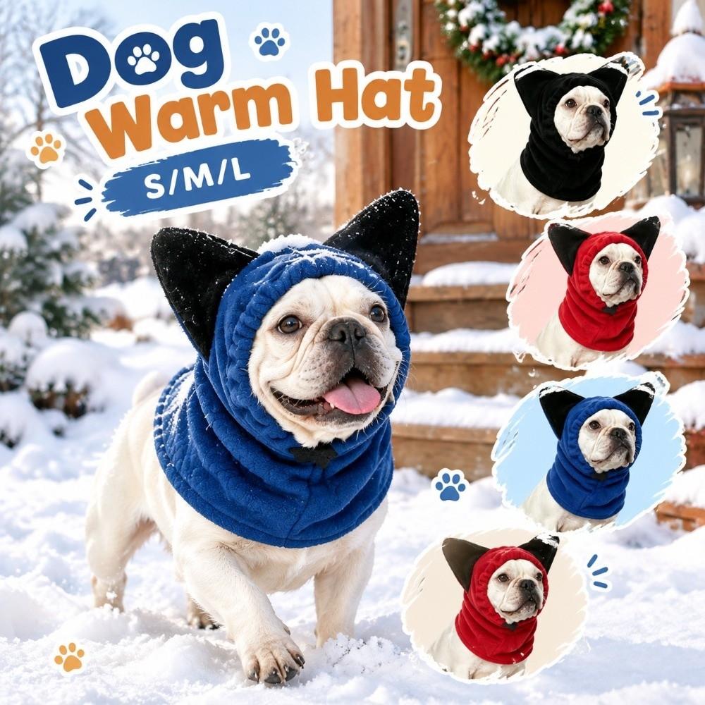 Drawstring Adjustable Dog Velvet Head Cover Comfortable Dog Headgear Dog Hooded Scarf Winter