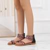 2025 New Summer Bohemian Ethnic Style Colorful Splicing Roman Women's Large Size Flat Sandals 41--43