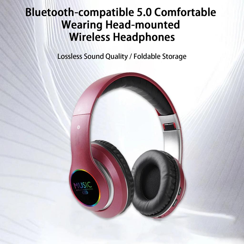 VJ033 5.0 LED Color Head Mounted Sports Headphones, Equipped with 6-hour Foldable Lightweight High Fidelity Stereo Playback Headphones for Telephones