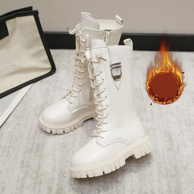 Осенние и зимние высокие сапоги для девочек, кожаные сапоги принцессы, сапоги для девочек с бархатом, сапоги Martin