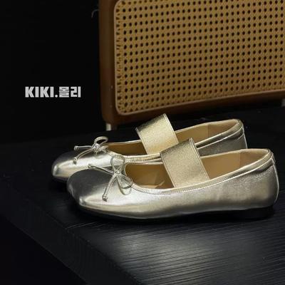 Простой и универсальный бант с одинарными туфлями Мэри Джейн, женские новые кожаные универсальные балетки из мягкой кожи