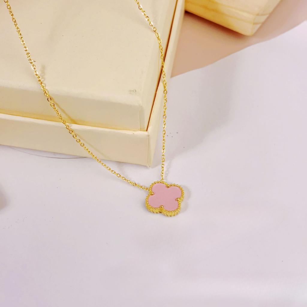 Ожерелье 'Счастливый четырехлистный клевер' 15 мм Двустороннее, не выцветающее, модная бижутерия