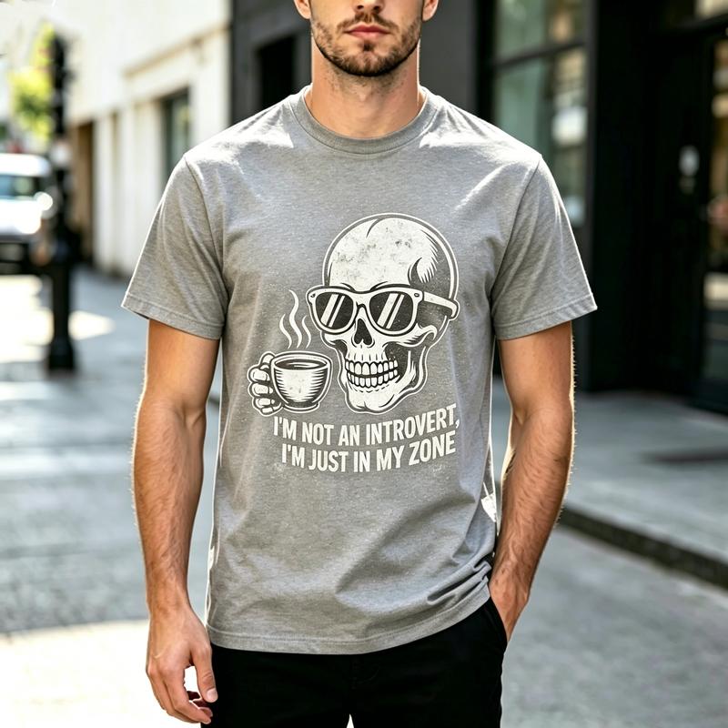 Vintage Skull Coffee Graphic T Shirt Unisex Cotton Short Sleeve Tee Cool Skeleton Lover Casual Street Tops