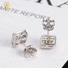 925 Silver Jewelry Mens Iced Out Earrings 14k White Gold Hiphop Screwback Cushion Cluster VVS Moissanite Stud Earrings
