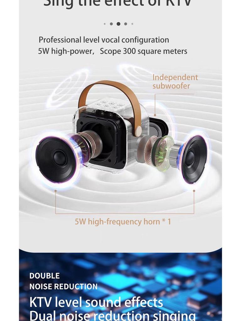K12 Bluetooth 5.3 Portable Karaoke Speaker & Wireless Microphone for KTV and Family Singing Sessions