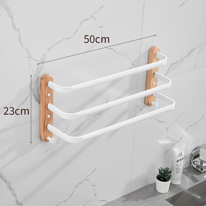 40cm-60cm Wood Bathroom Towel Rack Black/White Aluminum Towel Holder Wall Hanging Multi Pole Triple Towel Bar With Hook