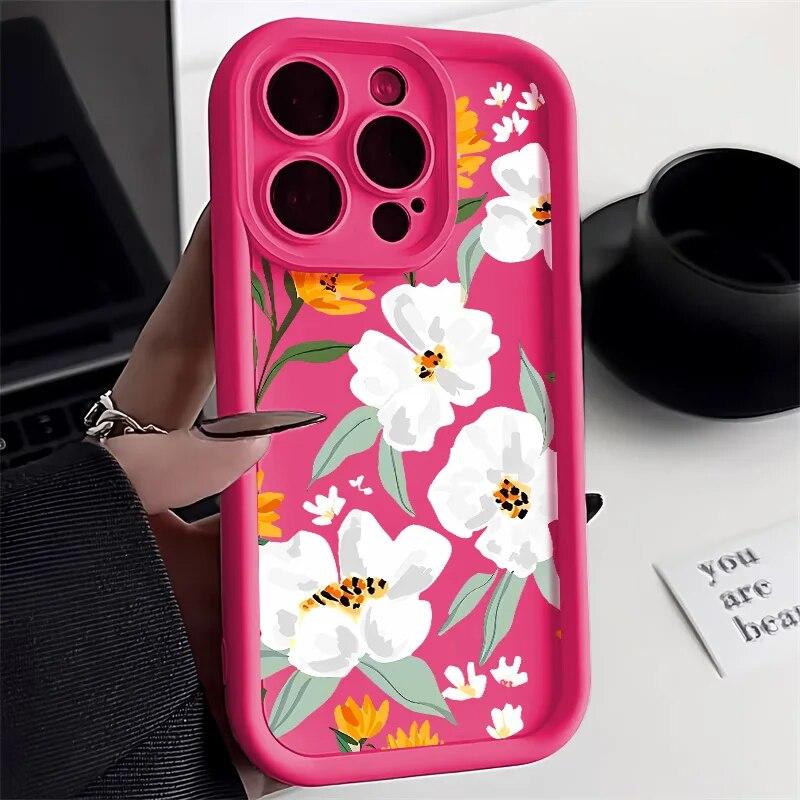 Чехол для телефона с цветком для iPhone 11, чехол для iPhone 15 14 Pro 12 13 Pro Max XS XR X 7 8 Plus SE 2020, мягкий бампер, жидкий силиконовый чехол