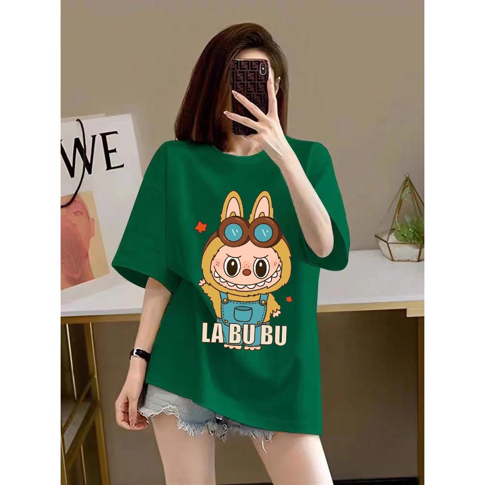 LABUBU Корейская Топ Футболка с Коротким Рукавом Женская Летняя Повседневная Уличная Футболка