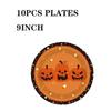 Orange Black Star Candy Corn Disposable Tableware, Pumpkin Bat Ghost Printed Halloween Party Decor Kit