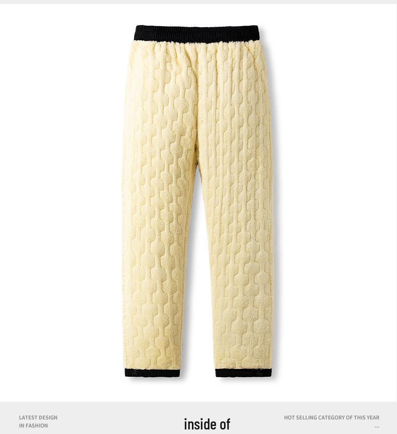 Men's Winter Waterproof Thickened Padded Pants - Straight Leg, Lambswool Lined, Plus Size, Casual Outerwear