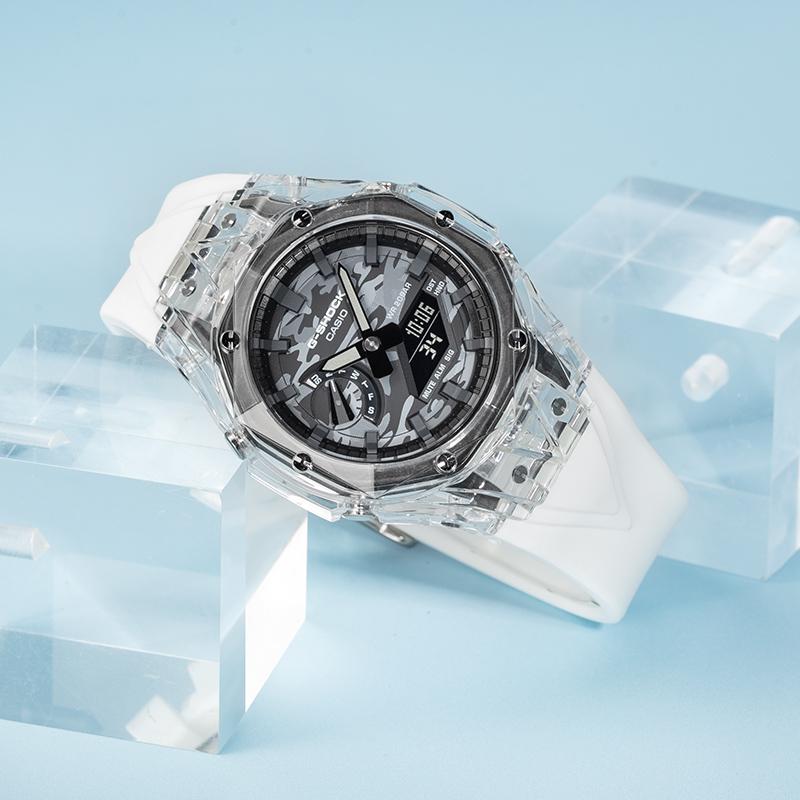Casio Мужские часы с двойным дисплеем (жидкокристаллический/аналоговый) Серия Gray Watch GA-2100CA-8A-P03