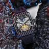 Мужские часы Durham Weida Tonneau Skeleton Tourbillon с автоподзаводом и резиновым ремешком.