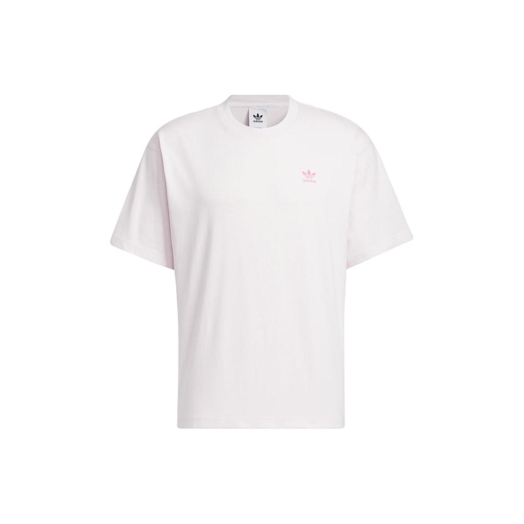 Adidas Оригинальный Трилистник с мультяшным принтом, свитер с круглым вырезом, короткий рукав, футболка унисекс, топы, розовый HY4683