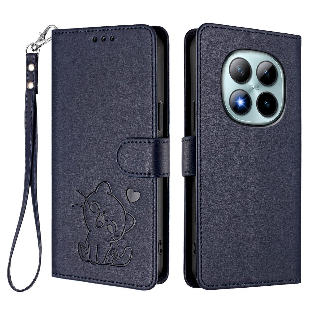 For Xiaomi Redmi Note 15 Pro+ 5G Wallet Case with Wrist Strap Love Cat Pattern Imprint Leather Phone Cover