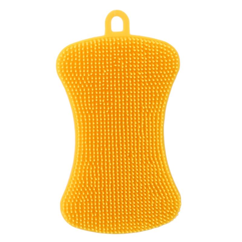 Double Sided Reusable Silicone Dishwashing Brush Flexible Soft Scrubber for Pots Pans Vegetables Fruit Cleaning Tool Sponge