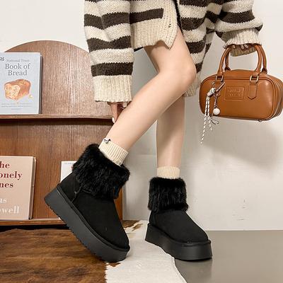 Женские зимние сапоги 2025 новая зимняя бархатная утолщенная меховая интегрированная толстая подошва нескользящая теплая Северо-восточная хлопковая обувь