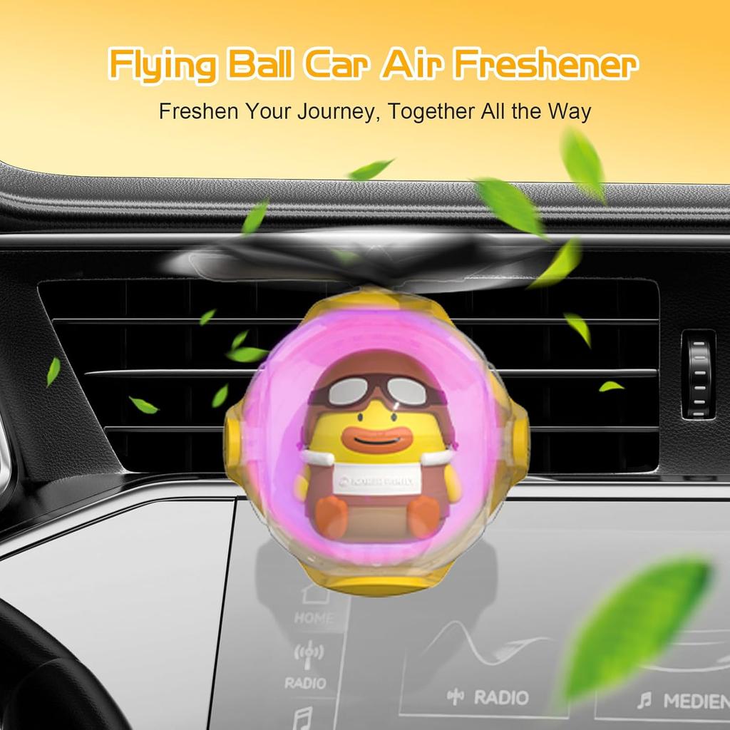 Yellow Duck Car Air Freshener With 6 Colors LED Lights & 4 Scented Pads – Light Scent, Decorative Auto Accessories
