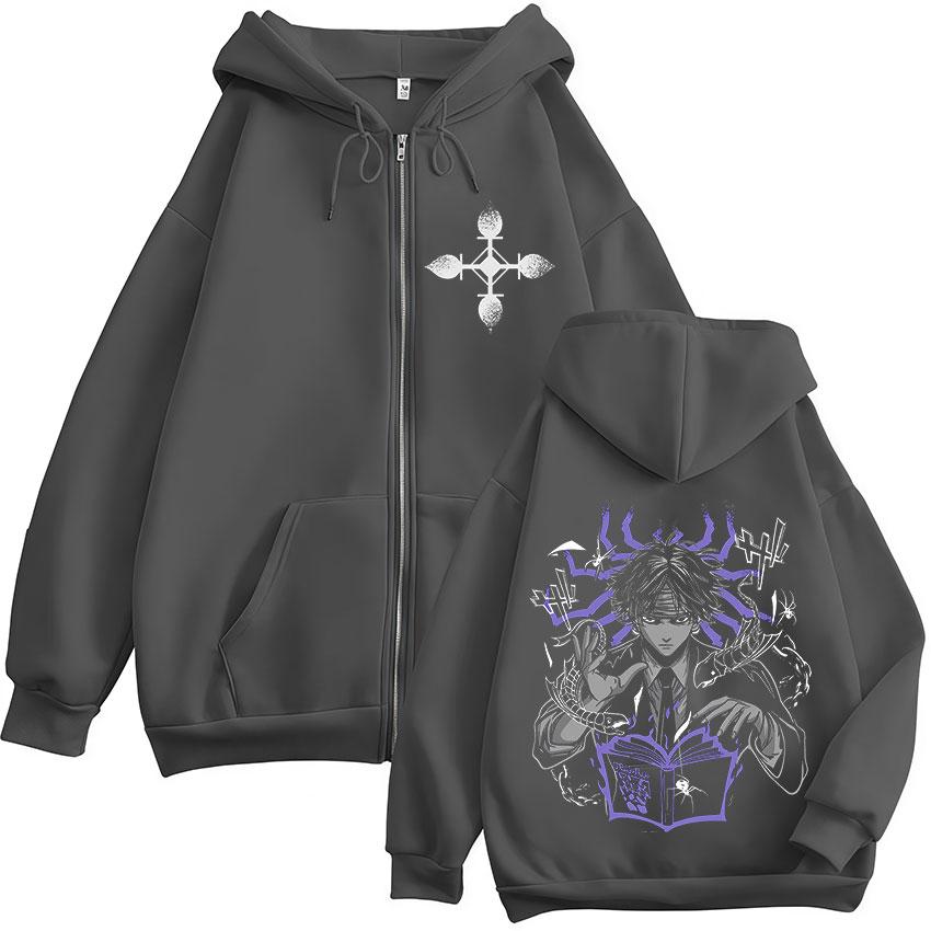 Anime Hunter X Hunter Chrollo Lucilfer Phantom Troupe Zipper Hoodies Men's Women Clothing Zip Up Hooded Sweatshirts Jackets Coat