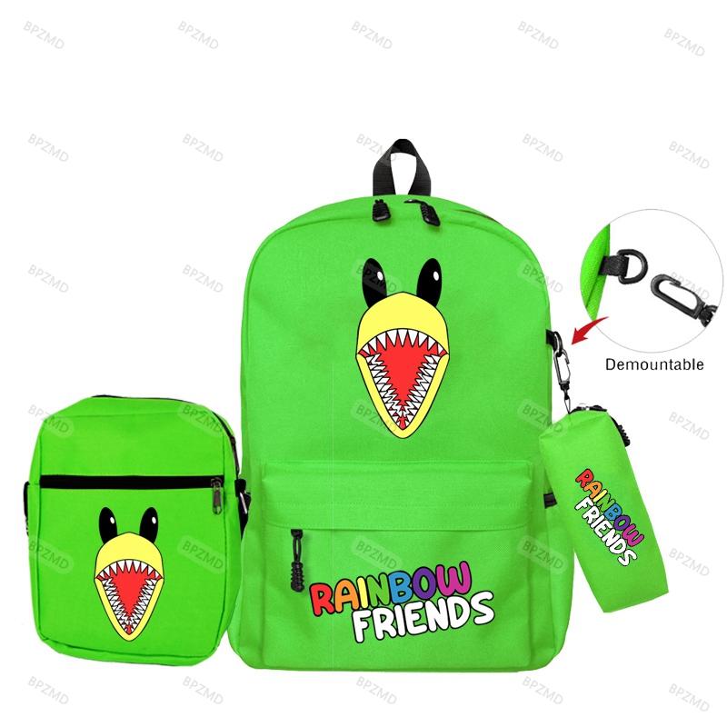 3 шт./компл., оригинальные рюкзаки с радужными друзьями для мальчиков и девочек, школьный рюкзак большой емкости, игровой рюкзак, сумка-пенал