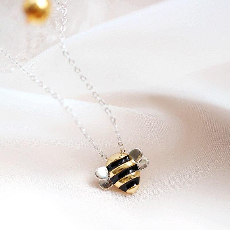 Ожерелье из стерлингового серебра 925 пробы для женщин и девочек, очаровательная подвеска в виде пчелы, элегантные ювелирные изделия для невесты, Dz618