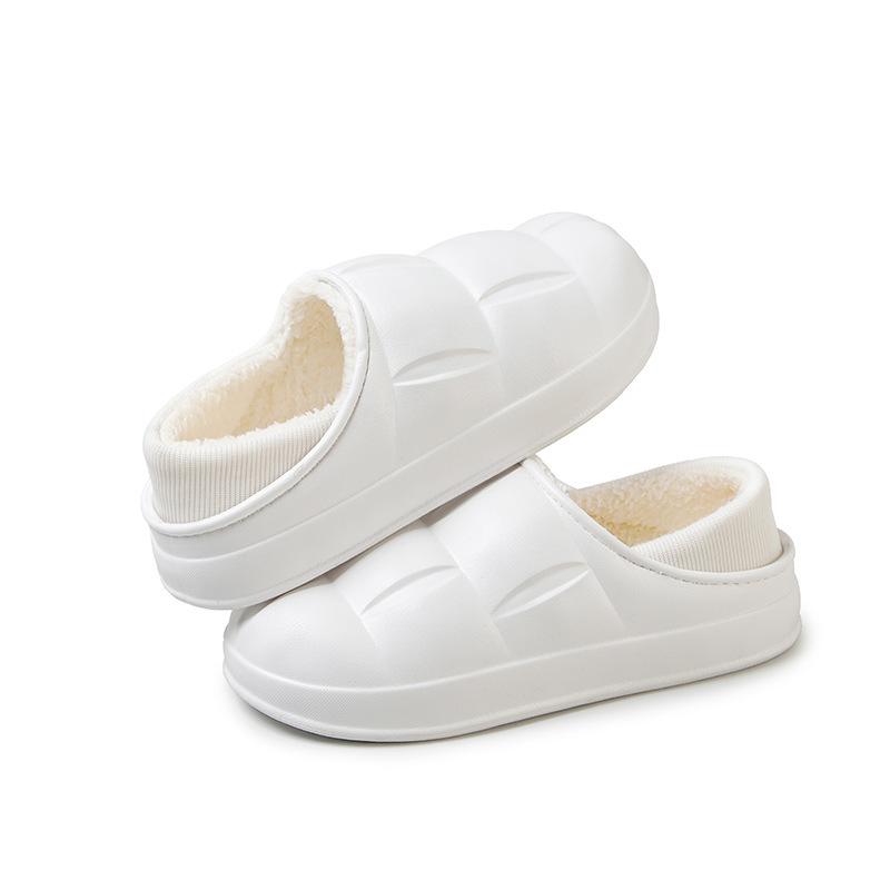 Winter Women Cotton Slippers Waterproof Warm Plush Shoes Fashion Indoor Home Thick Sole Footwear Non-Slip Solid Couple Slippers