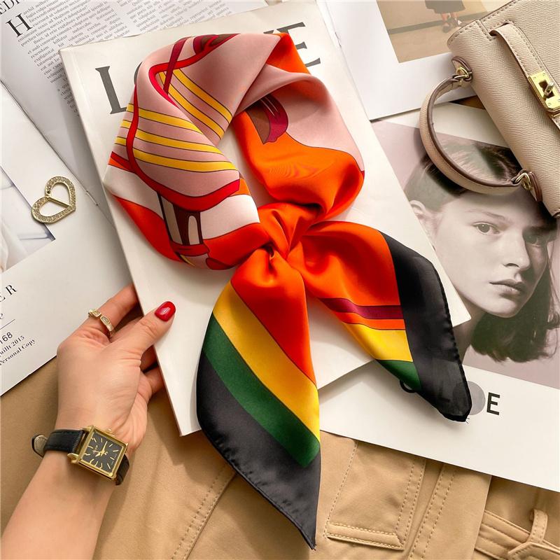 70*70cm Printed Square Scarf Women Kerchief Hairband Neckerchief Head Hijab Lady Headband Foulard Bag Ribbon