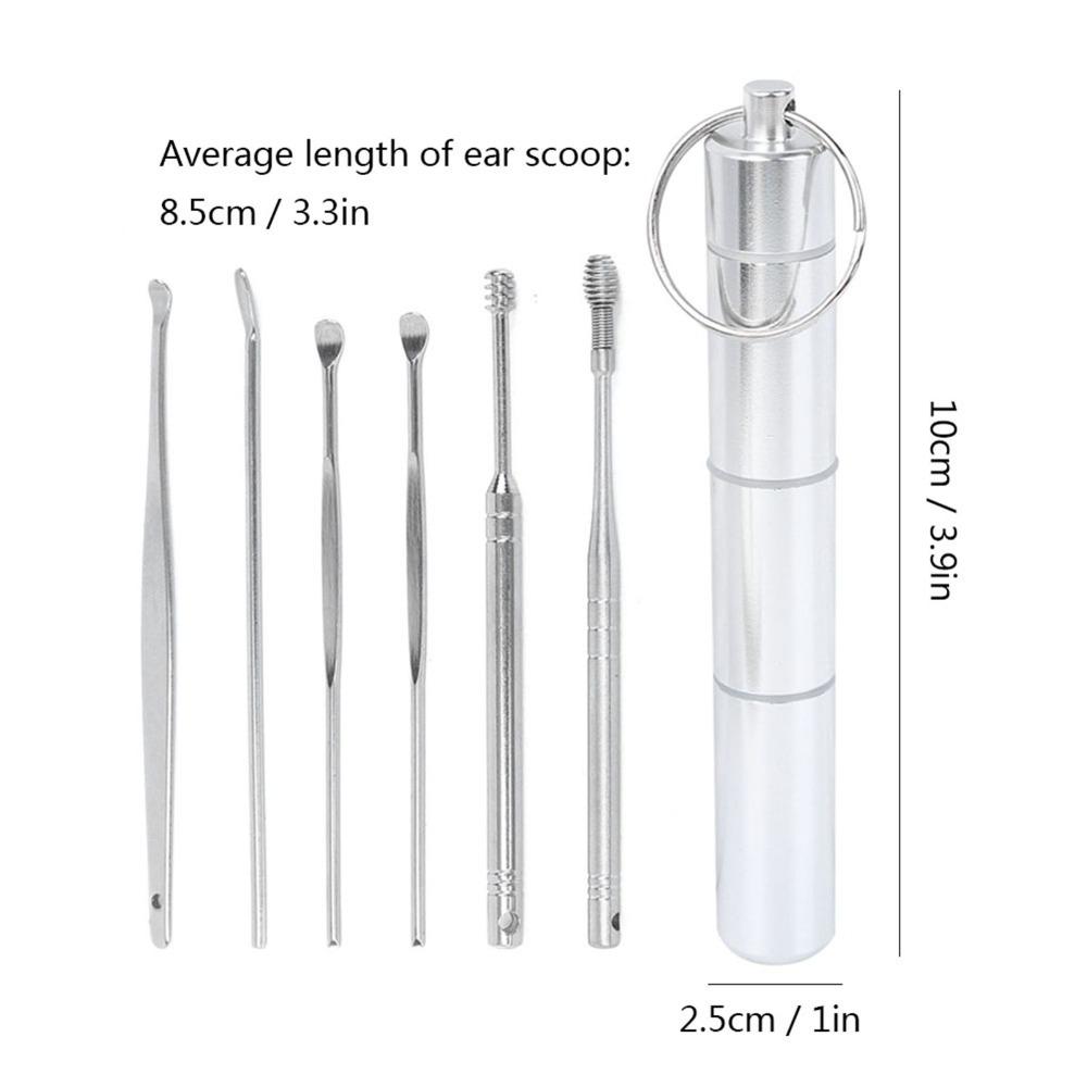 6 Pcs Spiral Head Ear Wax Pickers Stainless Steel Earwax Removal Kit Ear Wax Remover  Safe Cleaning