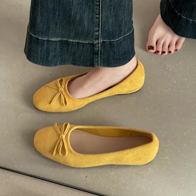 Нежная юбка универсальные балетки женские 2025 лето новые французские туфли с мягкой подошвой и бантом туфли Мэри Джейн