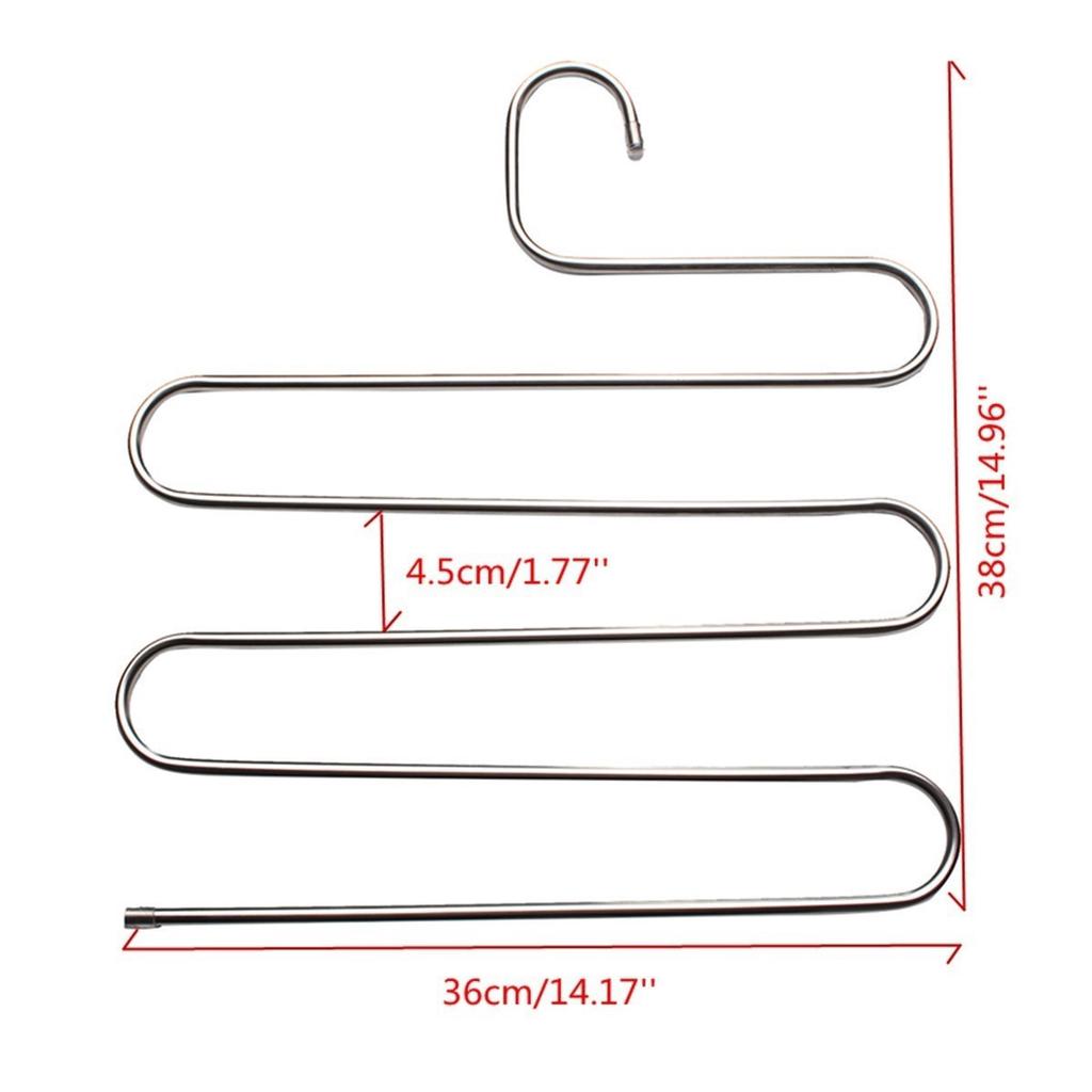 Stainless Steel Layers Pants Hanger Tie Clothes Rack Organizer Space Saver Closet Silver AVE