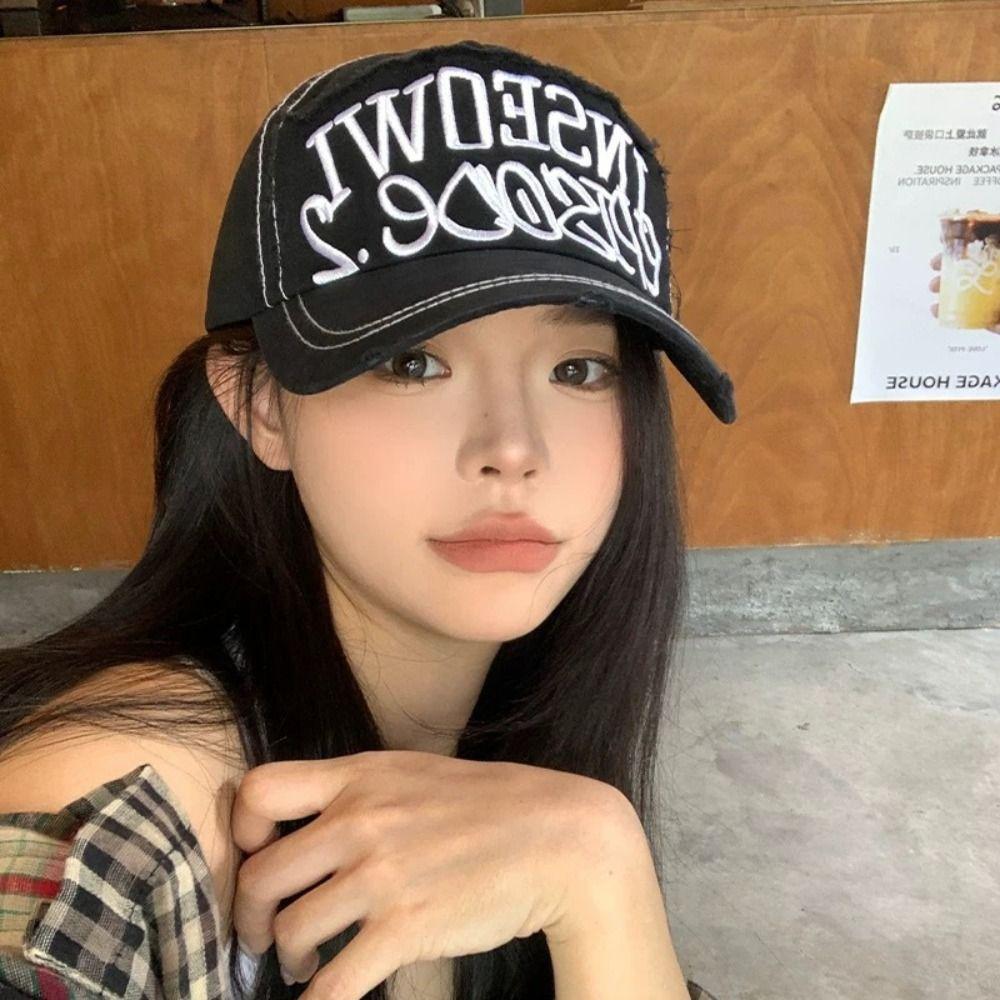 Simple Embroidery Letter Baseball Cap Cotton Peaked Cap Baseball Hat Sun Hat  Girls
