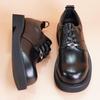 Нишевые кожаные туфли дерби с большой головой мужские в британском стиле черные с круглым носком на платформе маленькие кожаные туфли увеличивающие рост универсальные для работы трендовые туфли