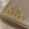 New Trend Women's Earrings Vintage Chic Sun Shaped Pendant Stainless Steel Earrings Statement Golden Fashion Jewlery Gift